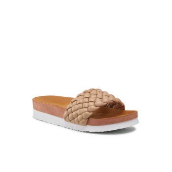 Papuci flip-flop dama - Piele ecologica - Bej