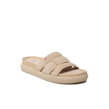 Papuci flip-flop dama - Piele naturala - Bej