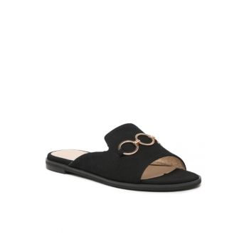 Papuci flip-flop dama - Piele naturala - Negru