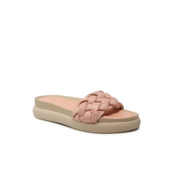 Papuci flip-flop dama - Piele naturala - roz