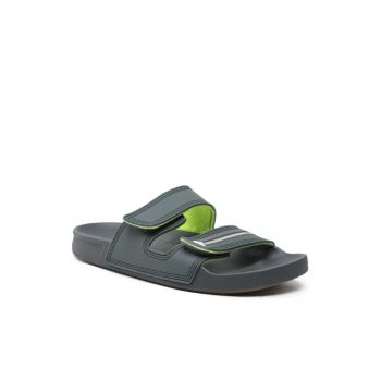 Papuci flip-flop barbati - Piele ecologica - Verde