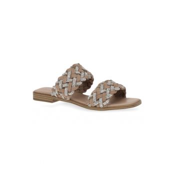 Papuci flip-flop dama - 301925187 - Piele naturala - Maro