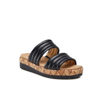 Papuci flip-flop dama - Piele naturala - Negru