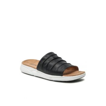 Papuci flip-flop pentru dama - Piele naturala - Negru