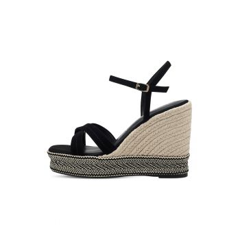 Sandale-espadrile de piele intoarsa cu platforma