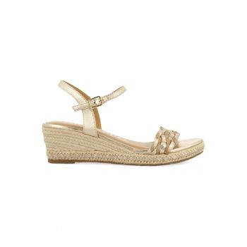 Espadrile wedge cu detalii de piele