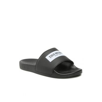 Papuci flip-flop barbati - Piele ecologica - Negru