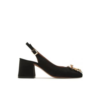 Sandale dama 302315079 - Piele intoarsa - Negru