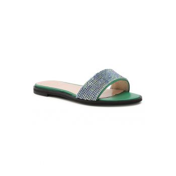 Papuci flip-flop dama - 302173655 - Piele naturala - Verde