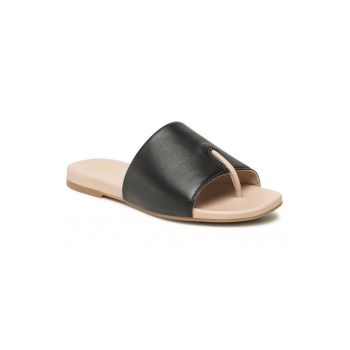 Papuci flip-flop dama - 302825165 - Piele naturala - Negru