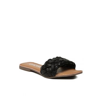 Papuci flip-flop dama - Piele naturala - Negru