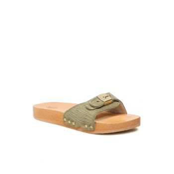 Papuci flip-flop dama - Piele naturala - Verde