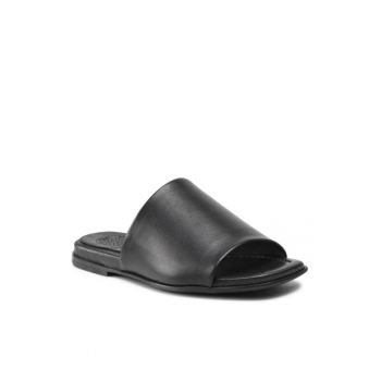 Papuci flip-flop pentru dama - Piele naturala - Negru