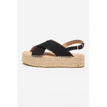 Sandale-espadrile flatform din piele intoarsa Comala