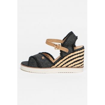 Sandale wedge tip espadrile cu barete incrucisate Maiorca