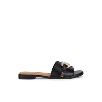 Slapi dama - 28220 - Piele naturala - Negru