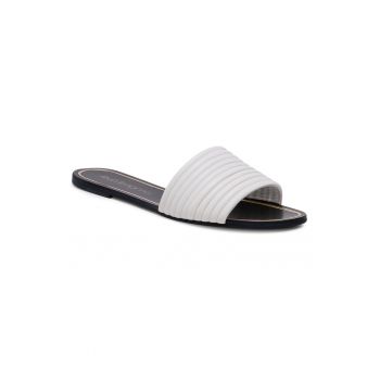 Papuci flip-flop dama - 208127219 - Piele naturala - Alb -