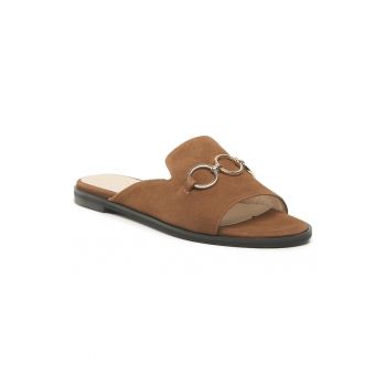 Papuci flip-flop dama - 302173716 - Piele naturala - Maro