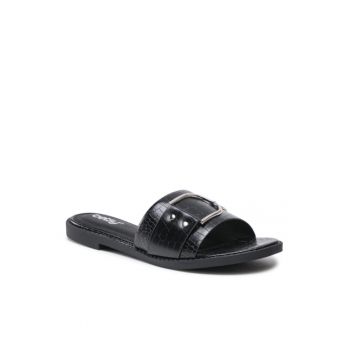 Papuci flip-flop dama - Piele ecologica - Negru