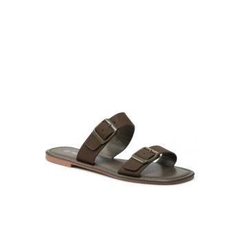 Papuci flip-flop dama - Piele ecologica - Verde