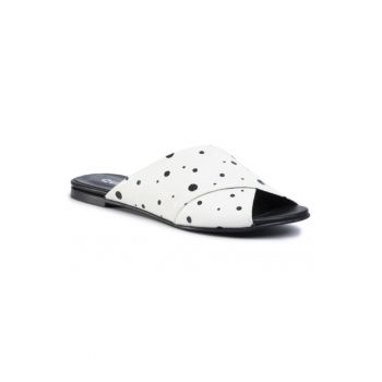 Papuci flip-flop dama - Piele naturala - Alb