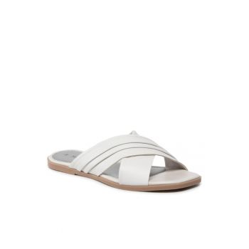 Papuci flip-flop dama - Piele naturala - Gri