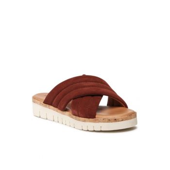 Papuci flip-flop dama - Piele naturala - Maro