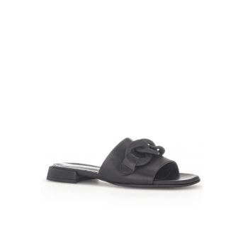 Papuci flip-flop dama - Piele naturala - Negru