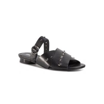 Papuci flip-flop dama - Piele naturala - Negru