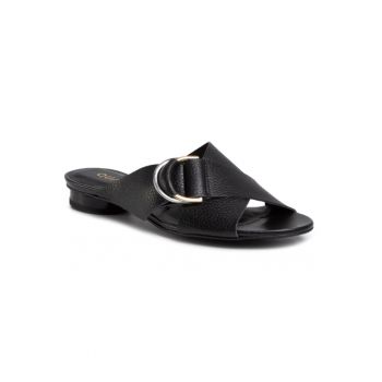 Papuci flip-flop dama - Piele naturala - Negru