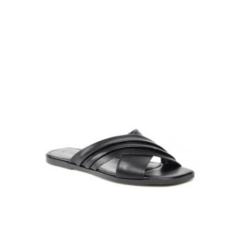 Papuci flip-flop dama - Piele naturala - Negru