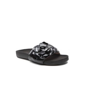 Papuci flip-flop dama - Piele naturala - Negru