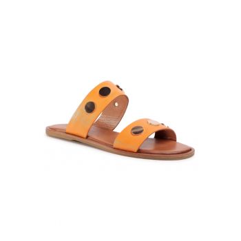 Papuci flip-flop dama - Piele naturala - Portocaliu