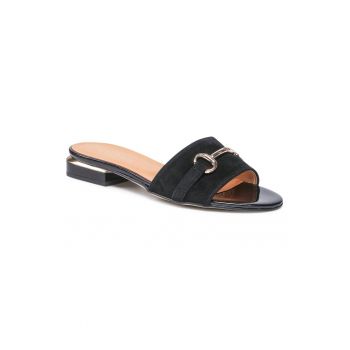 Papuci flip-flop dama - Piele naturala/Velur