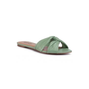 Papuci flip-flop dama - Piele naturala - Verde