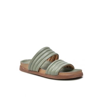 Papuci flip-flop dama - Piele naturala - Verde