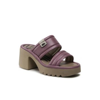 Papuci flip-flop dama - Piele naturala - Violet