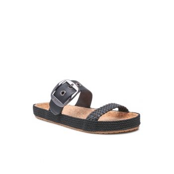 Papuci flip-flop dama - Shoes - Piele ecologica - Negru