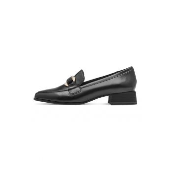 Pantofi loafer de piele cu aplicatie metalica