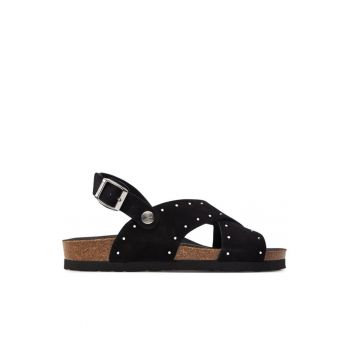 Sandale dama 303740115 - Piele naturala/Velur - Negru