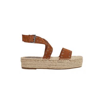 Sandale-espadrile flatform de piele intoarsa