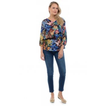 Bluza de dama multicolora cu imprimeu de toamna