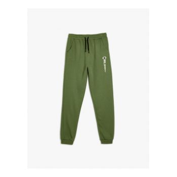 Pantaloni de trening relaxed-fit din amestec de bumbac cu snur in talie