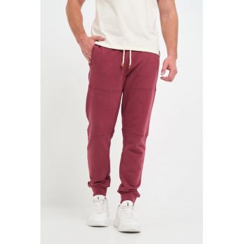 Pantaloni sport barbat de culoare uniforma - Rosu -