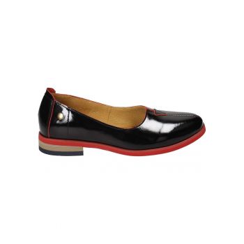 Pantofi dama - Piele naturala - Negru/Rosu -