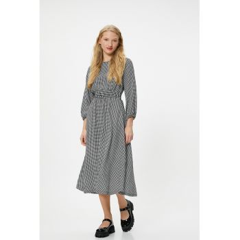 Rochie midi cu model houndstooth