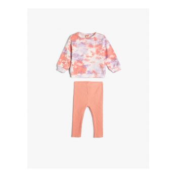 Set de bluza de trening cu imprimeu tie-dye si colanti striati