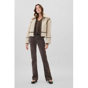 Geaca crop de blana shearling sintetica