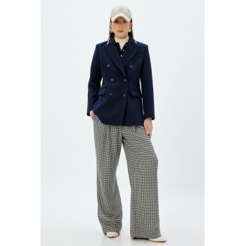 Pantaloni ampli cu model houndstooth