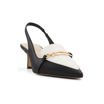 Pantofi slingback de piele ecologica cu detaliu lant Mathilde